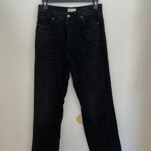 Zara Black Denim Raw Hem Jeans